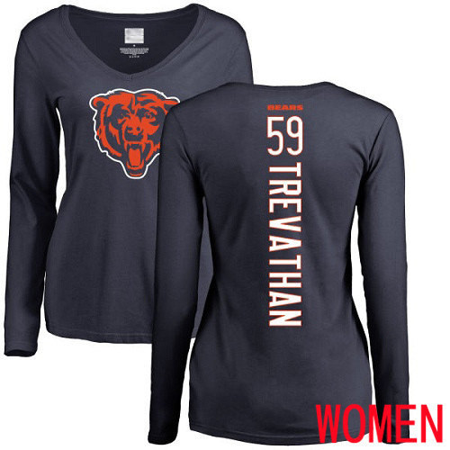 Chicago Bears Navy Blue Women Danny Trevathan Backer NFL Football #59 Long Sleeve T Shirt